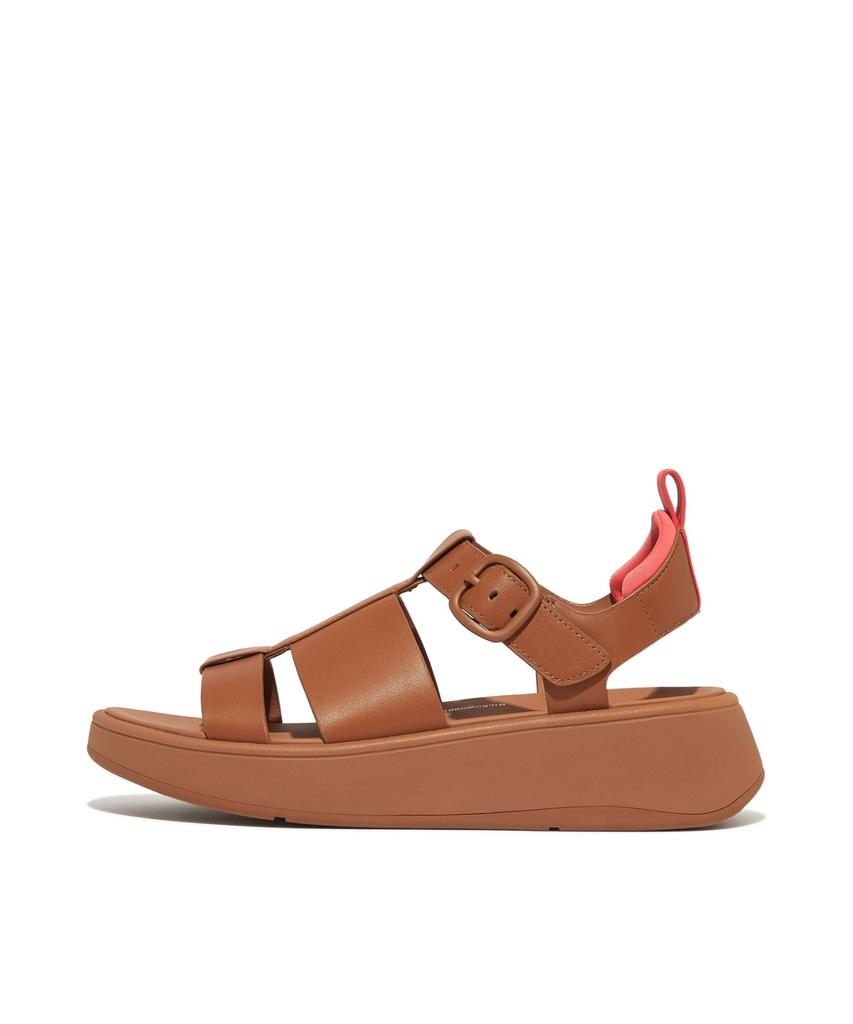 Женские сандалии-рыбаки на платформе Fitflop F-Mode из кожи Светло-загарный/Розовый коралл (Ft64K2S06A)