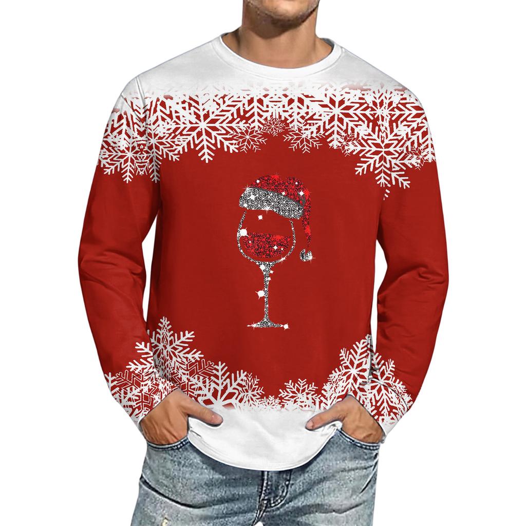 Men's Christmas Printed Imitation Cotton Long-sleeved Shirt