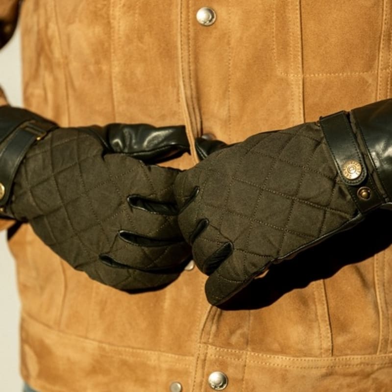 DENTS Bruton Кожаные мужские перчатки с сенсорным экраном - Оливковые