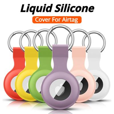 Чехол для Apple Airtags Case Liquid Silicone Protective Shell Tracker Accessories Anti-scratch Sleeve Keychain Air Tag Case