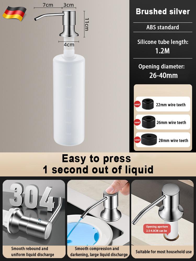 Дозатор мыла для раковины Встроенный дизайн Бутылка для жидкости. Гидравлический дозатор мыла для кухни Дозатор мыла для кухонной мойки