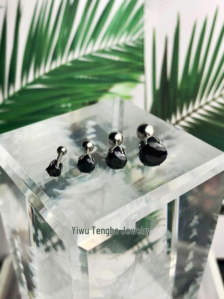 Minimalist Unisex Six-Prong Round Threaded Cubic Zirconia Cartilage Stud Earrings