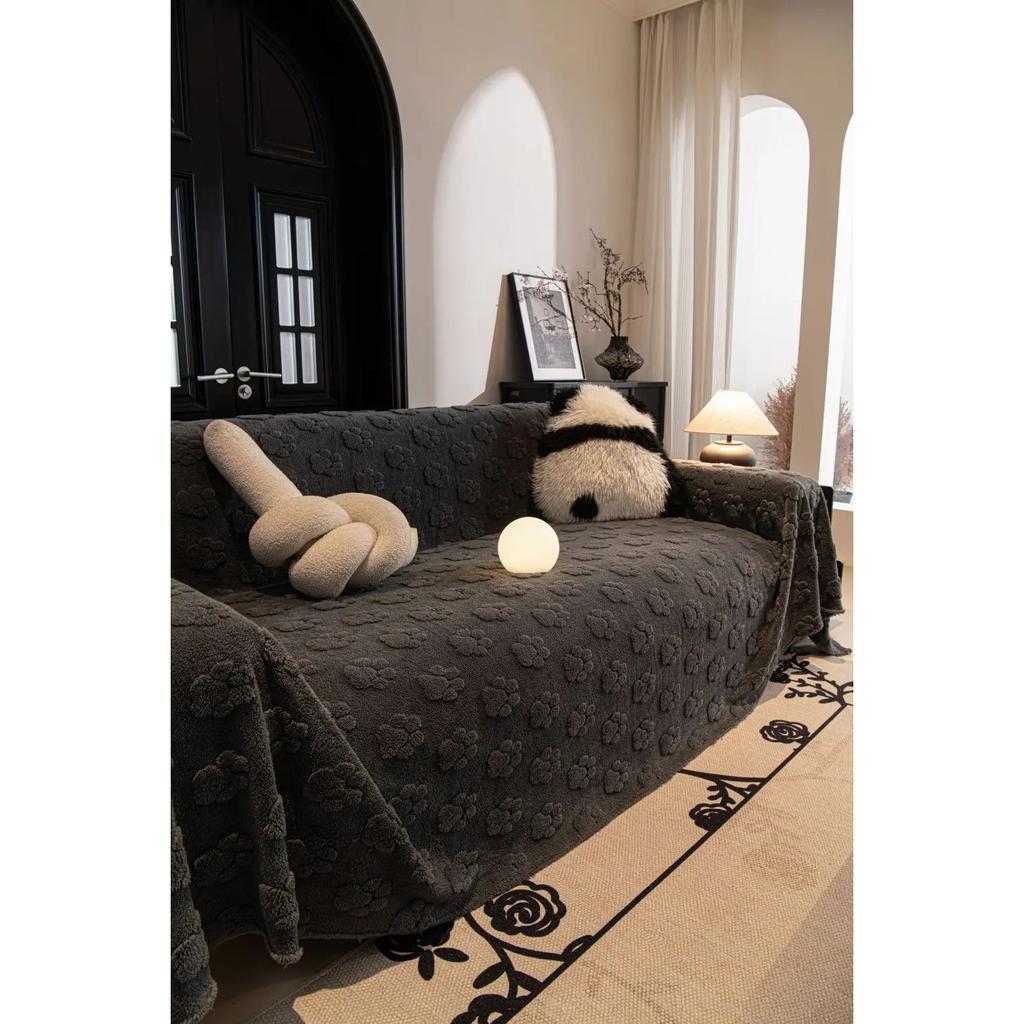 Funda Sofa Living Room Footprint Jacquard Толстый теплый диванный плед Зимний чехол Sherpa для кемпинга и пикника