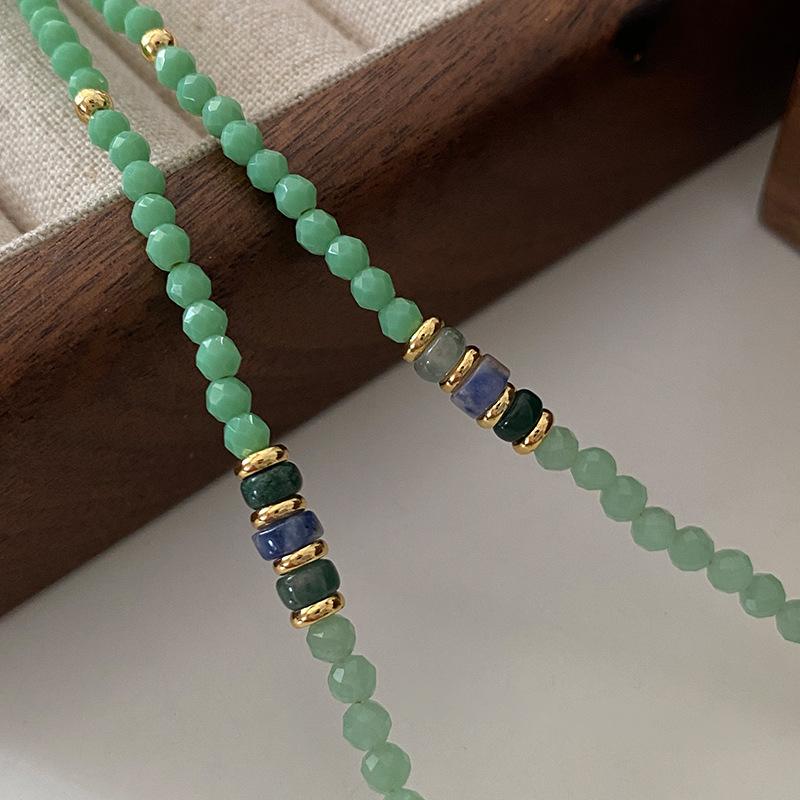 Зеленое ожерелье из пресноводного жемчуга Dongling с ограненным лицом и бусинами из проса, цепочка на шею, ювелирные изделия, цепочка на свитер для женщин