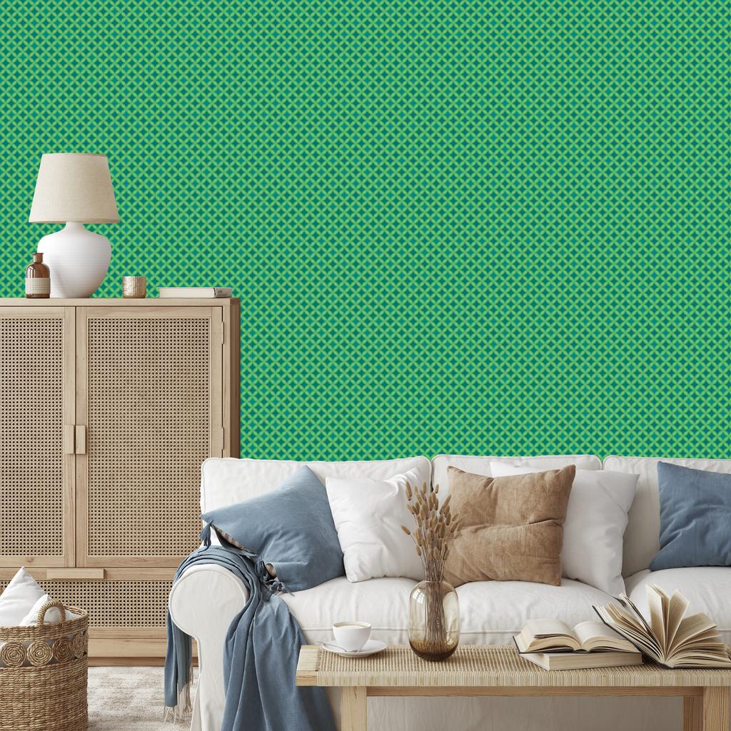 Green and Seagrass Diamond Wallpaper for Living Room and Bedroom 50x1000