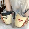 400ml Coffee Mug with Straw and Handlle Insulated Mug New Iced Coffee Cup  Drinkware
