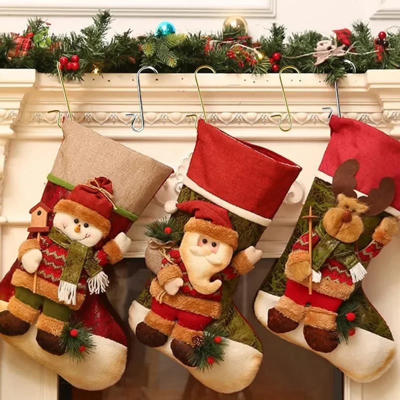 200/50PCS Christmas Ornaments Hooks Colorful Xmas Tree Decor Hanger Hook for Christmas Ball New Year Party Decoration Supplies 7