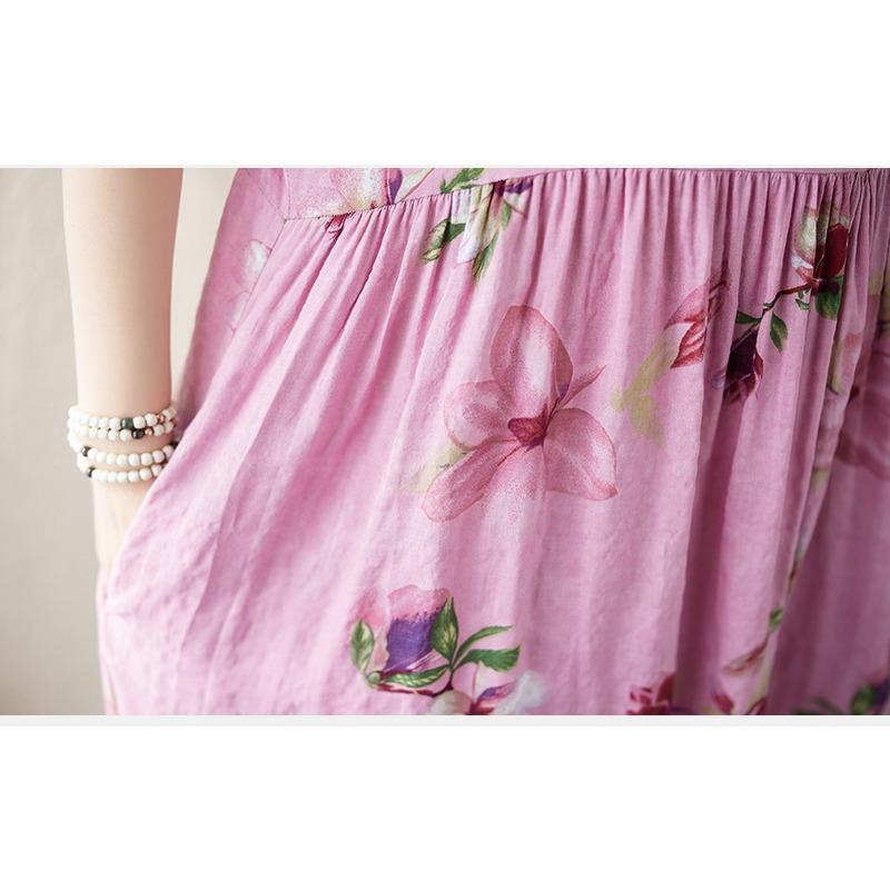 DIMANAF 2024 Летнее женское базовое длинное богемное платье больших размеров с цветочным принтом, новые свободные винтажные платья больших размеров