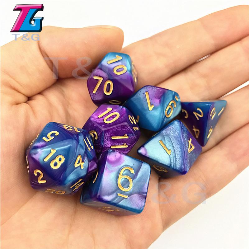 Кубики для игры DND Кубики для ролевых игр Кубики смешанных цветов Коллекция кубиков с мешочком 9 различных стилей Доступны для легких игрушек Игр DND RPG TRPG