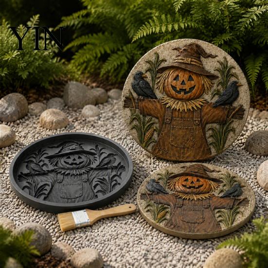 Concrete Stepping Stone Mold Halloween Mold, Reusable Plastic Molds, DIY Cement Decorative Yard Stones Path Maker for Garden Patio Lawn & Backyard