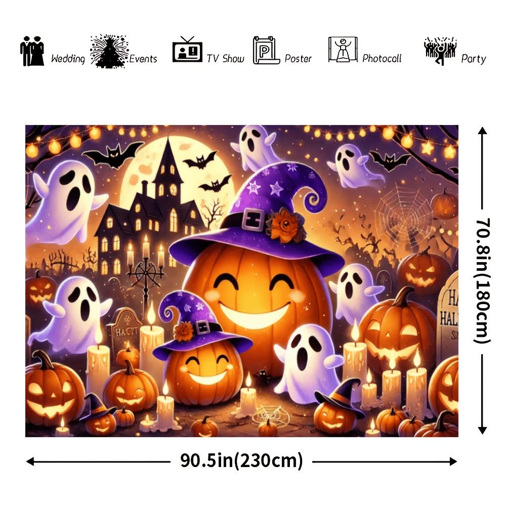 One 2D flag - Halloween-themed banner background featuring smiling pumpkins ghosts etc.