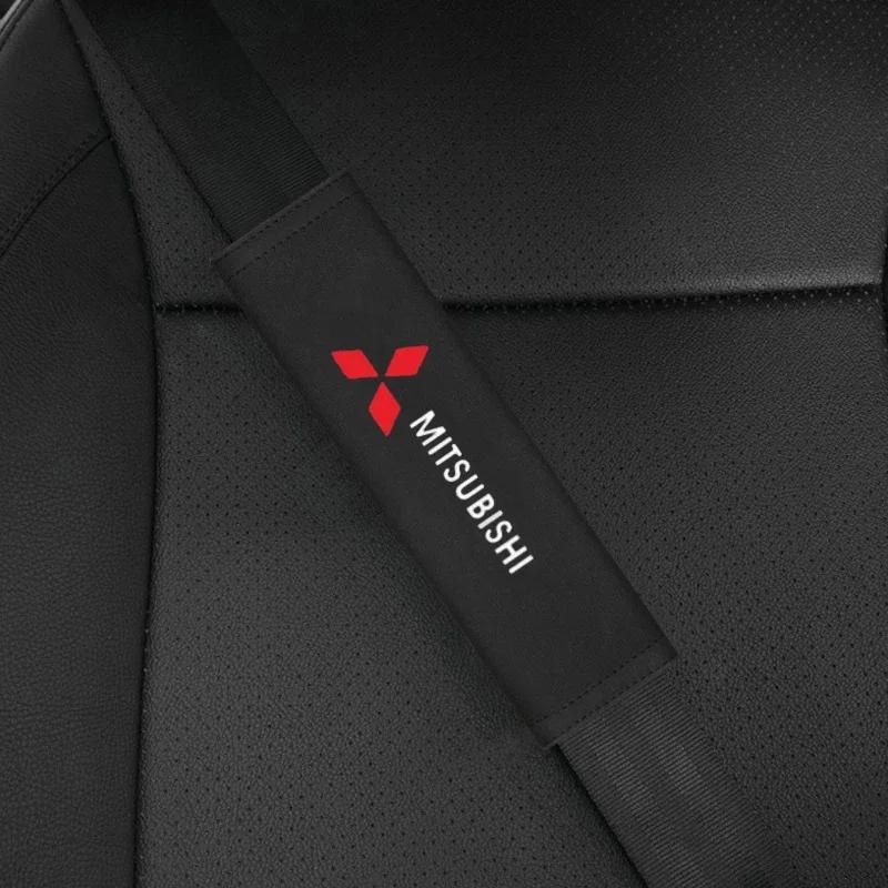 cyhk7 2pcs Suede for Mitsubishi Car SeatBelt Pad Shoulder Pretection Covers Lancer EX Pajero Outlander Eclipse Delica Grandis ASX Colt