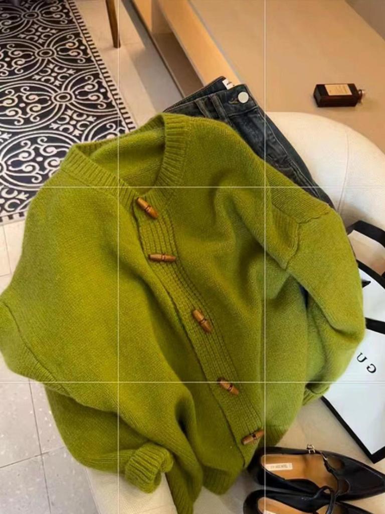 Женский вязаный кардиган в ретро-стиле с пуговицами-тогглами - Корейский стиль, Осень/Зима