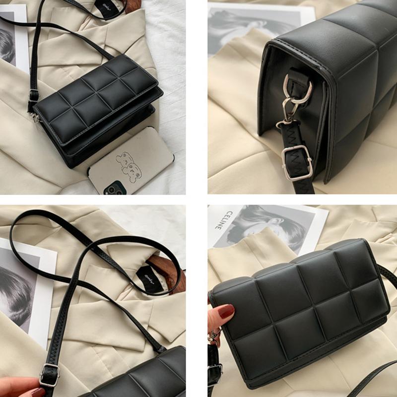 Yogodlns Простая женская сумка через плечо из искусственной кожи в клетку, маленькая квадратная сумочка через плечо