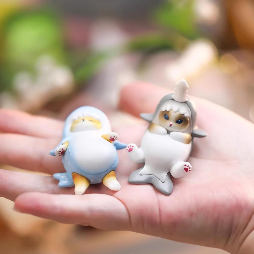 AAGWW Gachapon Toy Anime Figure Cat Toy Set Model Decoration Party Item Cute Decoration Cat COS Shark Cat II (Product Contents 5-Piece Set)