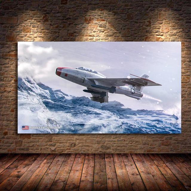 Bf109 Fighter Air Combat Monoplane Fighter Canvas Painting Classic Aircraft Living Room Home Bedroom Decoration Wall Art Picture