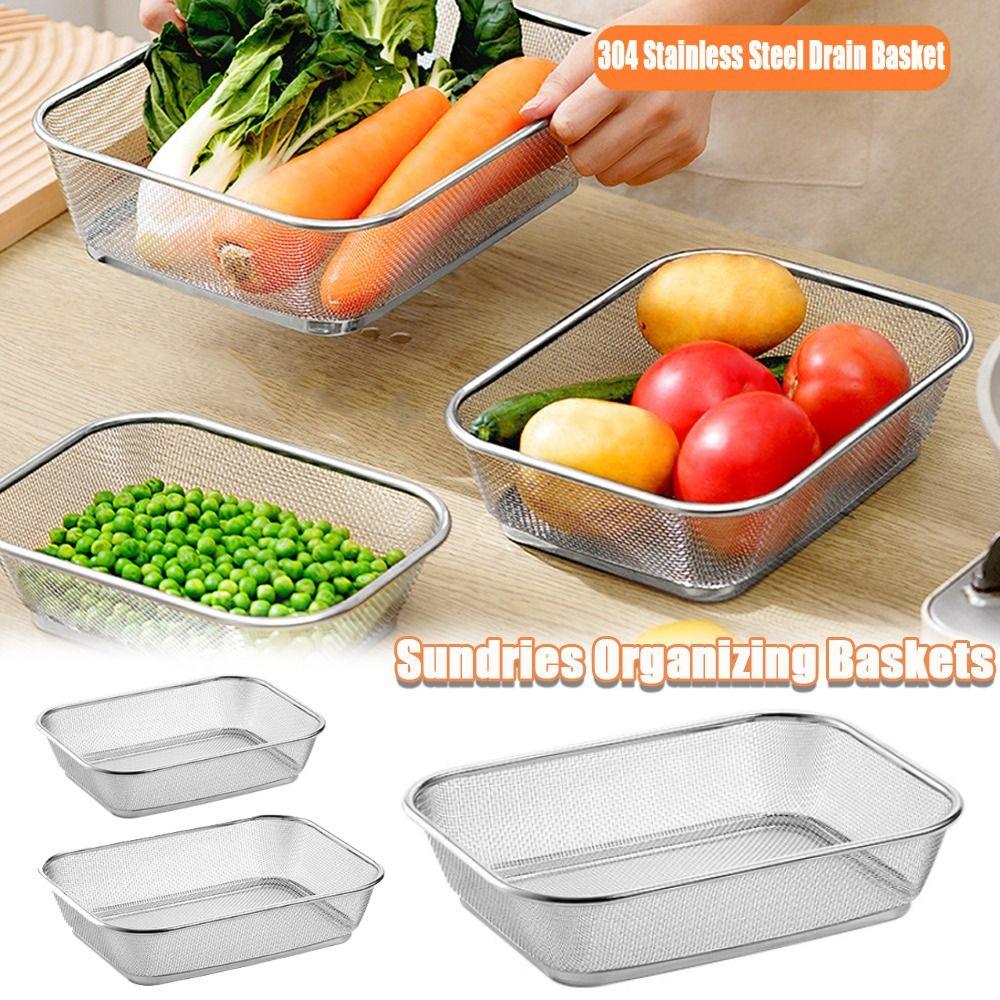 Раковина для мытья риса из нержавеющей стали, утолщенные корзины для организации мелочей, простая корзина для слива