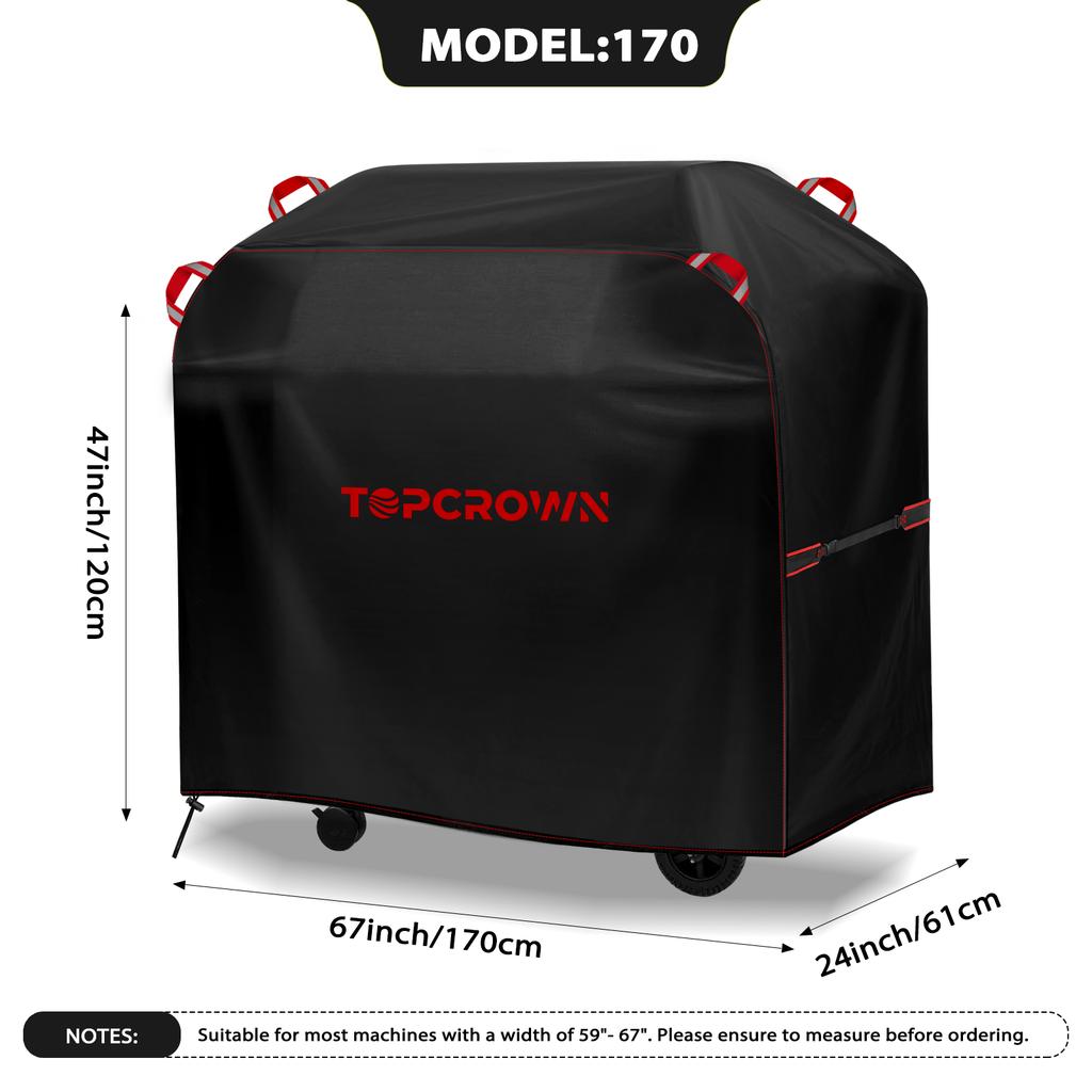 [Чехол для барбекю Tc-420D Красная линия] Чехол Topcrown для уличного гриля-барбекю, Устойчивый к УФ-излучению материал 420D Оксфорд, Ветрозащитная конструкция с регулируемыми ремнями