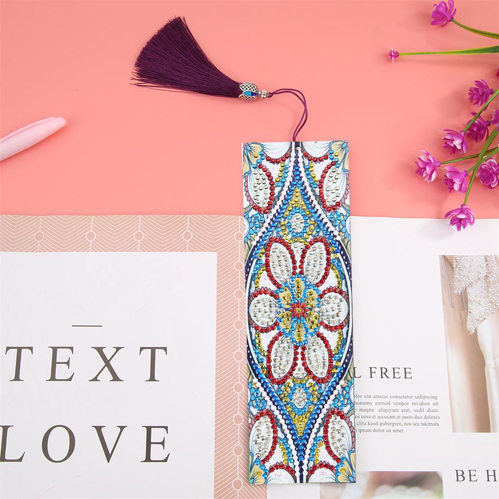 Custom Mandala Mosaic PU Leather DIY Diamond Painting Bookmark R-M038-059/AA129-153