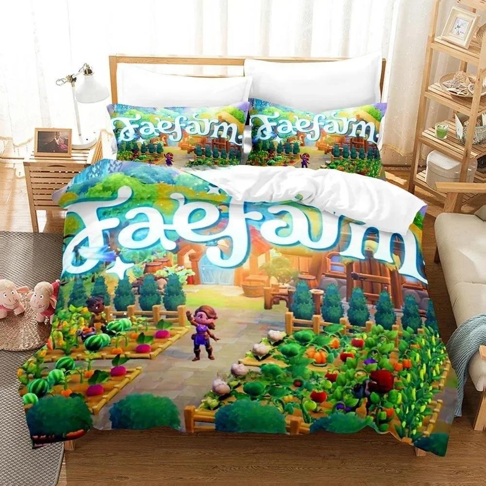 3D-печать игровые простыни комплект постельного белья Fae Farm комплект односпальных двуспальных кроватей размера Queen King Size комплекты для взрослых и детей спальня пододеяльники комплекты