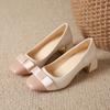 Fashion Autumn New Thick Heel Shoes Women's Fashion Square Head Before and After Butterfly Knot Comfortable Low Top Shoes