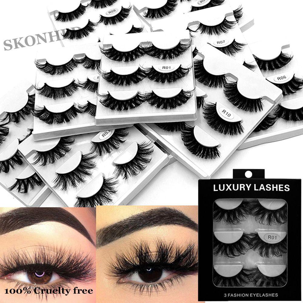 Eye Makeup Tools Handmade Long Natural 100% Cruelty free 20mm Fluffy 3D Mink Lashes False Eyelashes