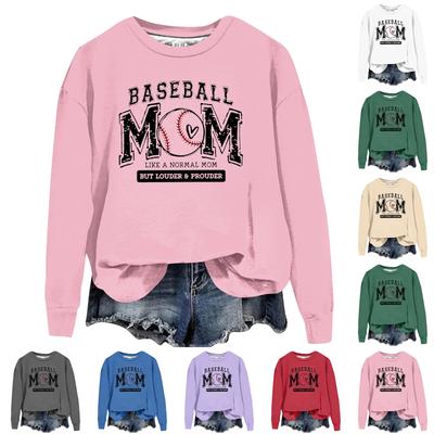 Женская повседневная удобная толстовка с круглым вырезом и длинным рукавом с принтом бейсбола