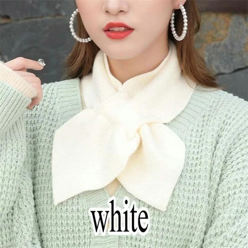 1 Pcs Women Casual Cross Fishtail Scarf Straps Shawl Ladies Autumn Winter Scarf Soft Neck Scarf Girls Knitted Sweater Bowtie