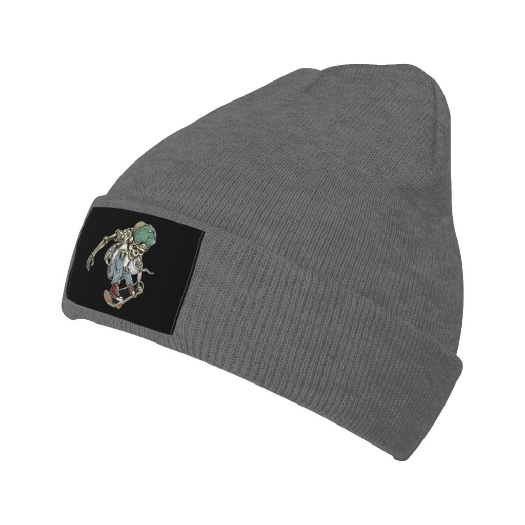 Winter Casual Beanie Hats For Unisex Women Skeleton Playing Skateboard Unisex Adult Cap Warm Daily Knit Hat Skull Caps Black