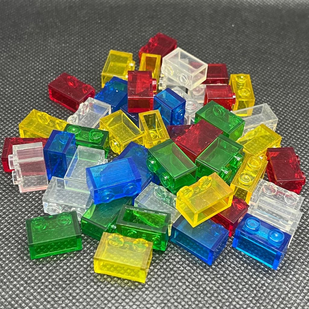 40pcs/Lot Transparent Clear Brick 1x2 Building Block MOC Bricks Parts Toys for Children Compatible with 3004