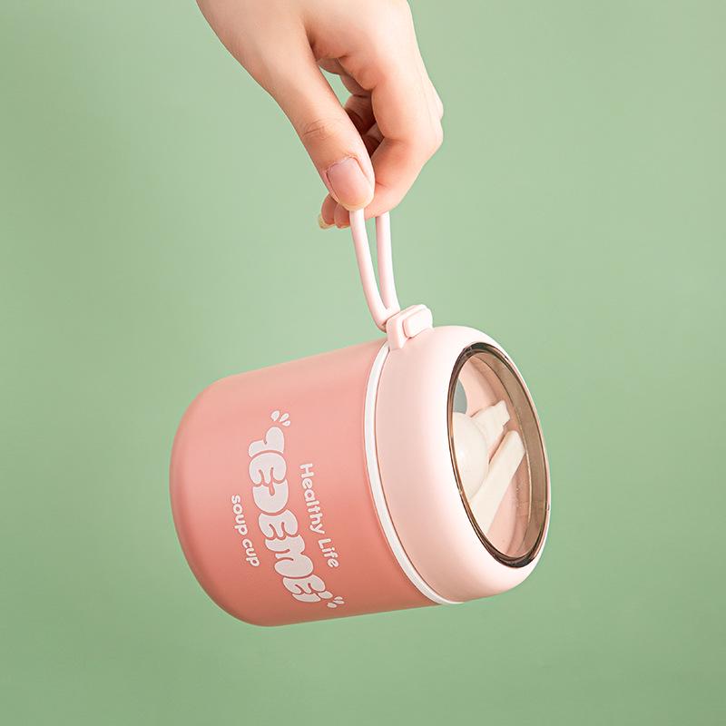 Portable Mini Antibacterial Soup and Porridge Pot Lunch Box for Office Workers, Microwave Safe Breakfast Cup