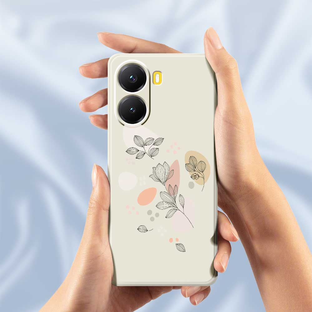 For Xiaomi Redmi Turbo 4 5G/Poco X7 Pro 5G Case Sketch Leaves Pattern Printing Straight Edge TPU Phone Back Cover