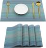 Dining Table Place Mats,PVC Tap Set Heat Resistant Placemats Stain-Kitchen Dinner Table Place Mats,Easy To Dry (Ombre Blue, Set of 4pcs)