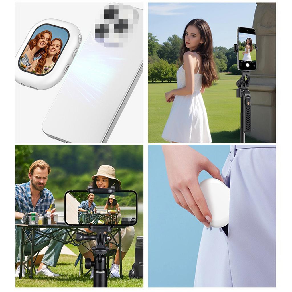 2.01 Inch Vlog Selfie Monitor Screen Magnetic Phone Back Camera Selfie Monitor for Live Streaming White