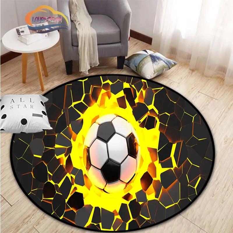 Ковер с изображением футбола, украшение для гостиной, круглая кровать, стул, коврик для дома, входная дверь, дети
