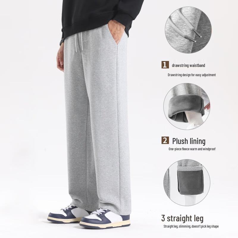 MINISO Men's Winter Fleece-Lined Straight-Leg Casual Pants