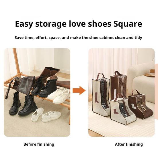 1/2Pcs Shoe Storage Bags with Handle Zipper Closure Transparent Visual Design Waterproof Dustproof