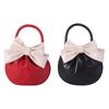 PU Leather Vintage Handbag Korean Style Pleated Commuting Bag Simple White Bowknot Bag  Daily