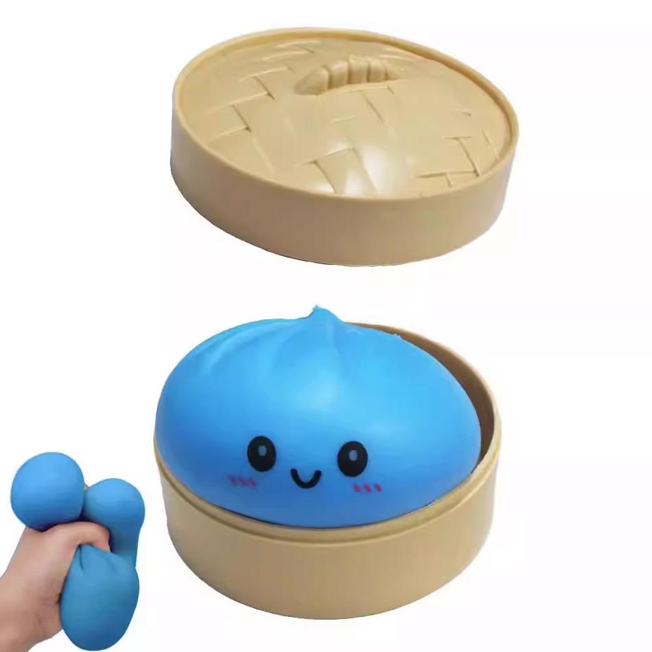 Squeezy Dumplings Squishy Steamed Bun Toy Stress Relief Fidget Toy Slow Rebound Soft TPR for Kids Adults Dough Ball Unique Gifts