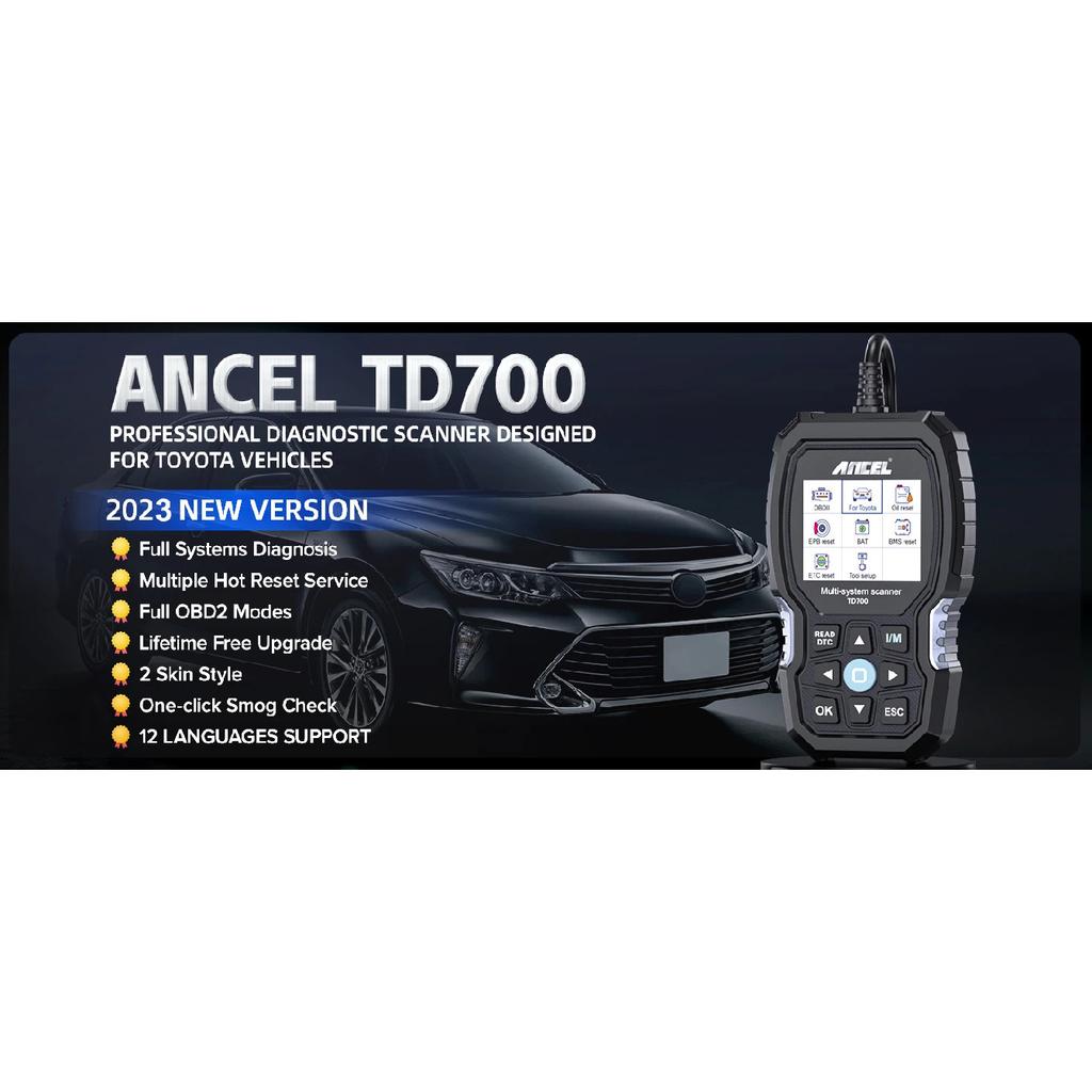 ANCEL TD700 OBD2 Scanner for Toyota Full System Transmission TPMS Relearn ABS Engine Car Diagnostic Scan Tool for /Lexus/Scion