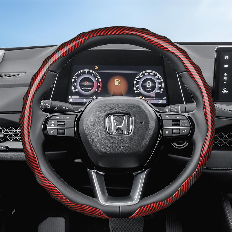 Suitable for Honda Carbon Fiber Texture Steering Wheel Cover Snap-On Wave-Shaped Sports Design Protective Shell Crv Civic Accord Hrv