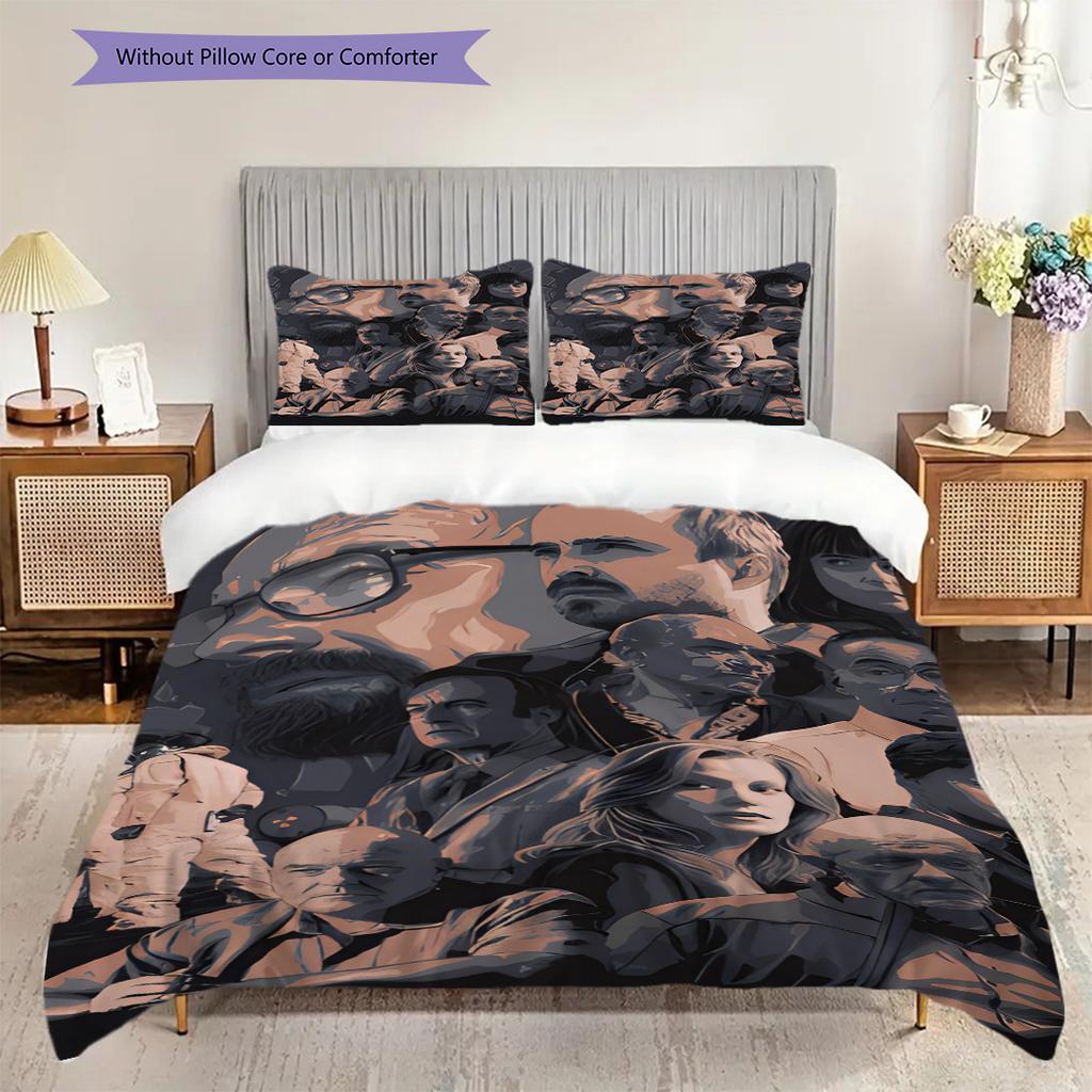 Enigmatic Faces Shadows Three-piece set (1 * duvet cover + 2 * pillowcase, without core) 2D Flat Soft and comfortable Duvet cover and pillowcase