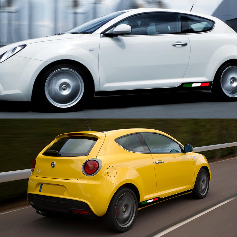 KUBDN1 Car Side Skirt Vinyl Decals Door Italian Flag Graphics Racing Stripes Sticker Waterproof Decor Accessories For Alfa Romeo Mito