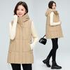 Autumn and Winter New Cotton Vest Women's Small Medium and Long Hooded Cotton Vest Warm Outer Vest