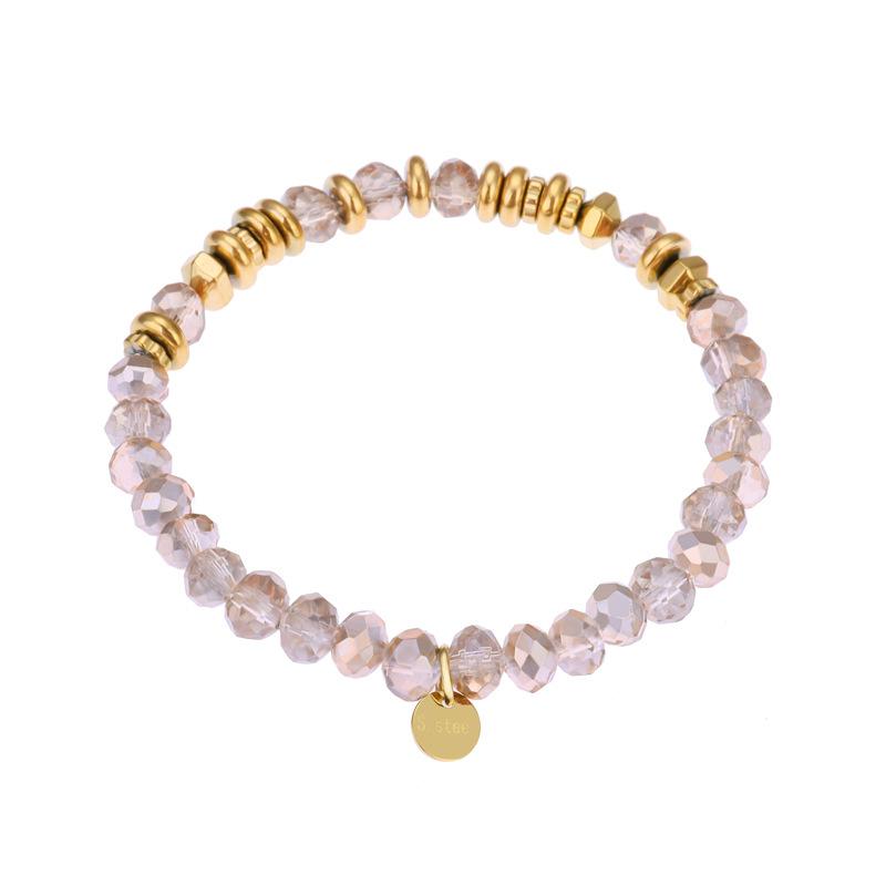 18K Gold Plated Stainless Steel Natural Stone Bracelet for Women Black Bead Chain Boho Stackable