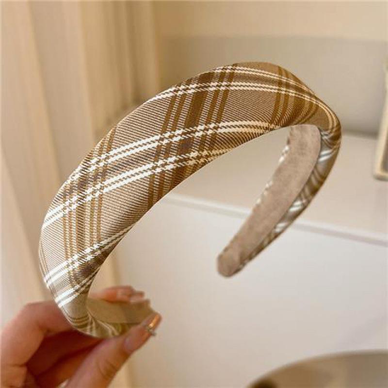 Fashion Print Lattice Sponge Vintage Elastic Hair Band Hair Hoop Headband Womens Girl Wide Side Hairband Female Hair Accessories
