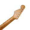 ST22 6-String AA Maple Electric Guitar Neck - Matte Concave Head, Tiger Pattern, Fully Baked Finish.