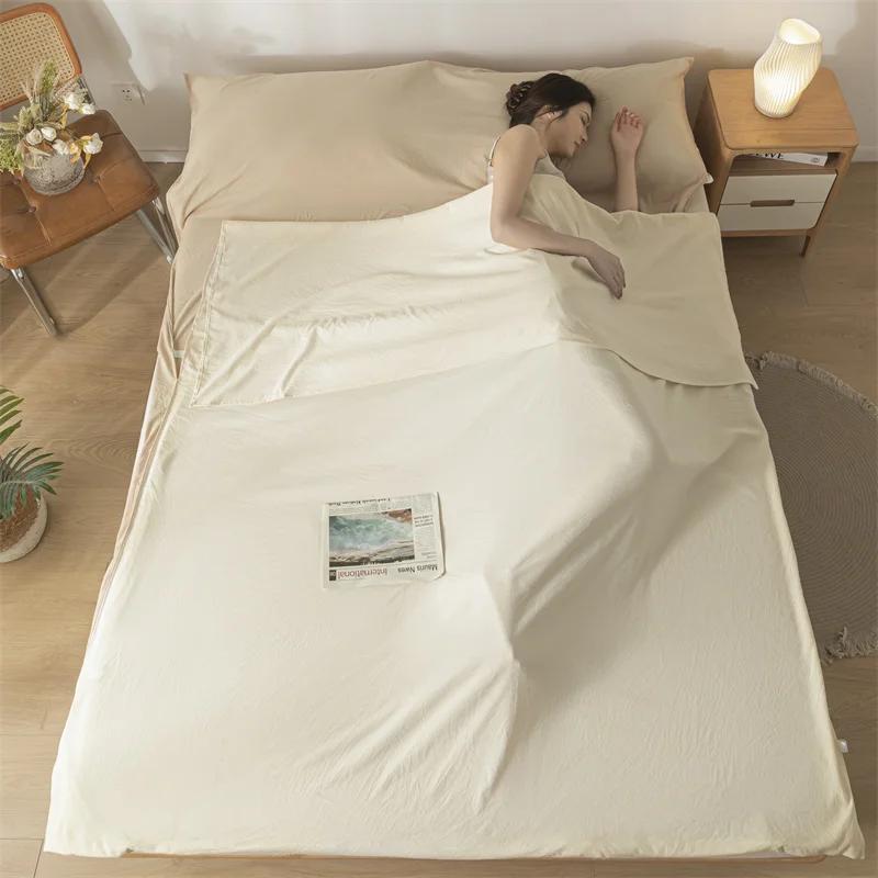 Легкий мытый хлопковый спальный мешок класса А, мягкий портативный дорожный спальный мешок для взрослых, грязеотталкивающая простыня для путешествий, отеля