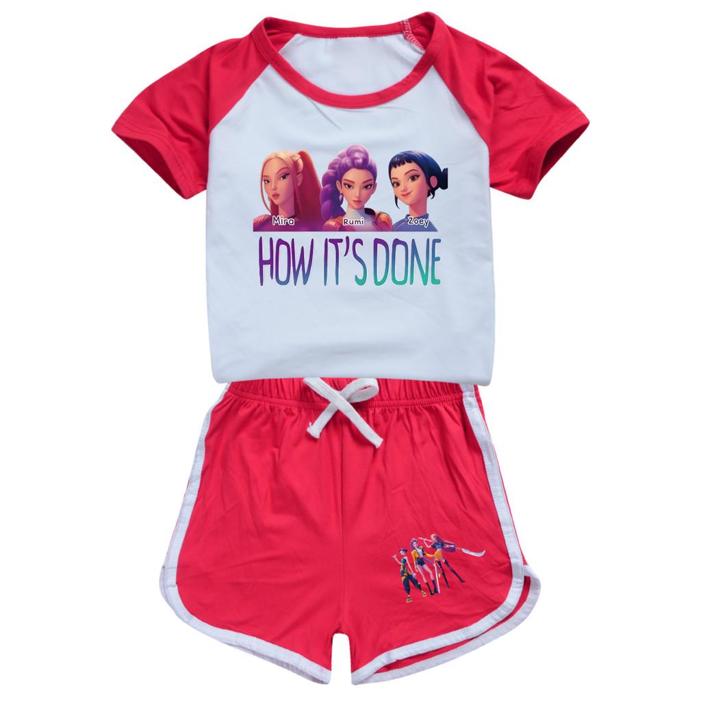 4907 Детский спортивный костюм для девочек в стиле поп-музыки: футболка, шорты и шорты с принтом Руми, Зои и Миры.