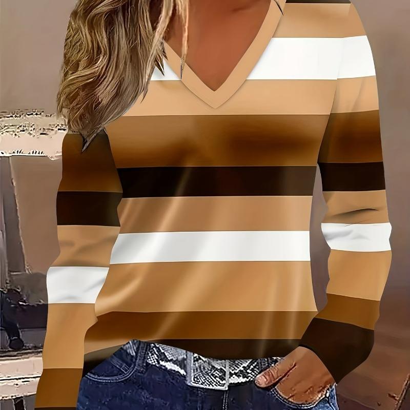 Coded Women's Fashion Women's V-Neck Long Sleeve T-Shirt
